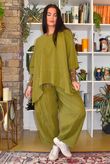 Lock Needlecord Shirring Barrel Pant Olive